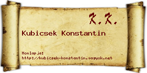 Kubicsek Konstantin névjegykártya
